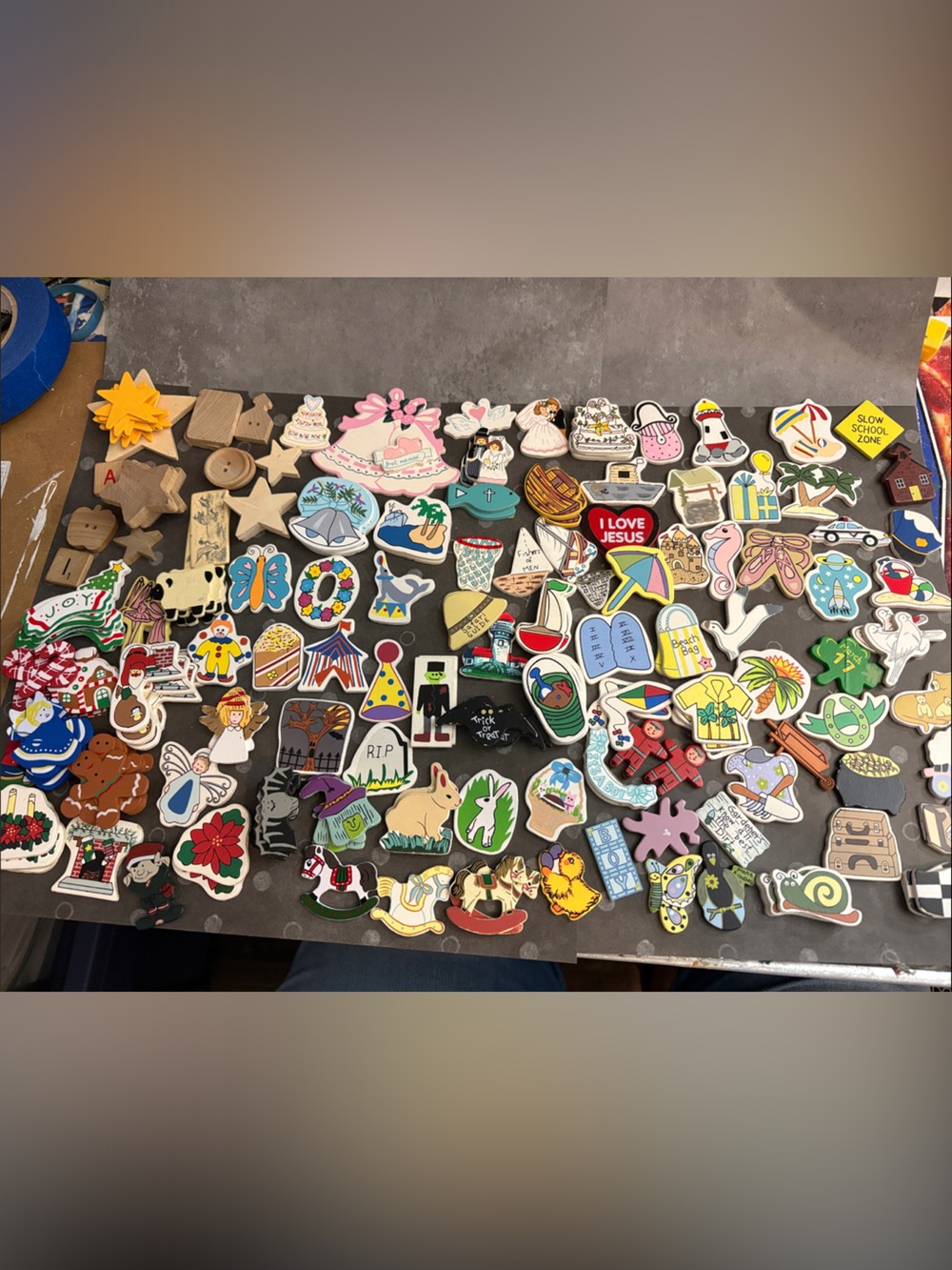 Assorted Colorful Decorative Wooden Pieces